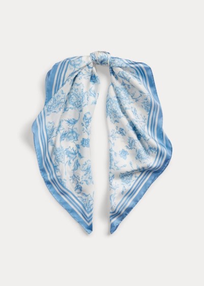 Bufandas Ralph Lauren Mujer Creme / Azules - Alexa Floral Silk - XNRTA6043